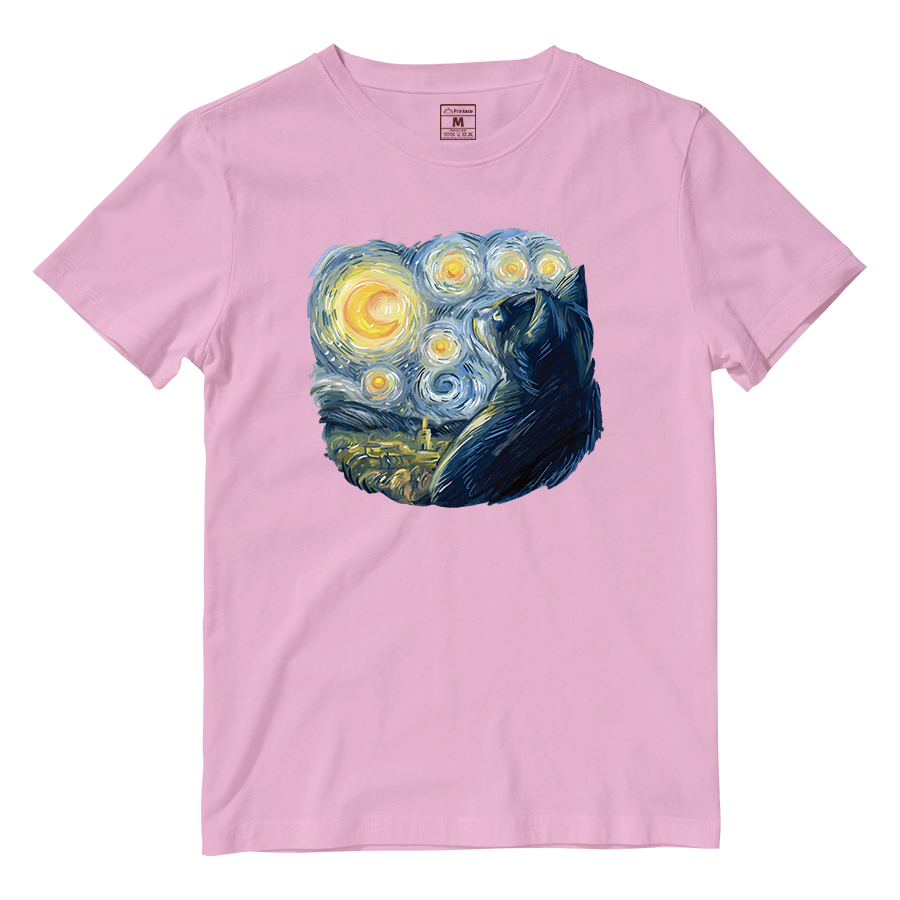 Cotton Shirt: Van Gogh Cat