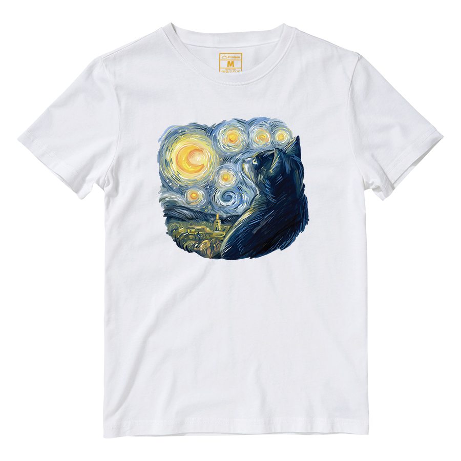 Cotton Shirt: Van Gogh Cat