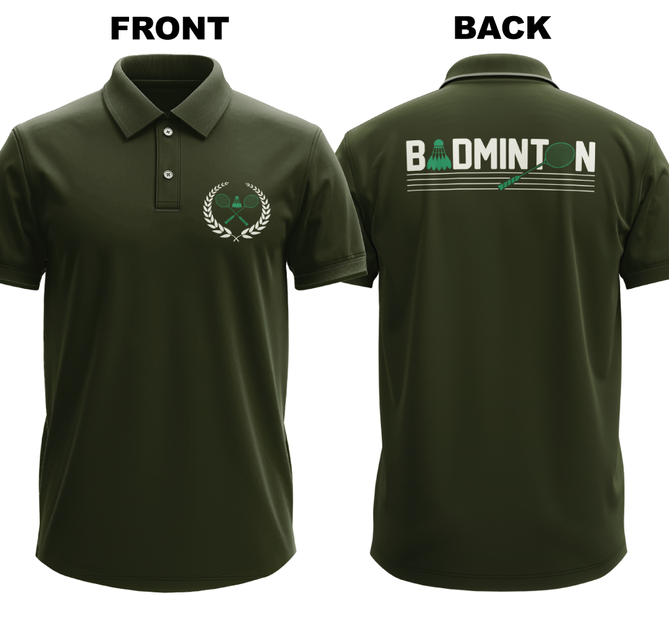 Drifit Polo Shirt: Vintage Badminton (Front & Back)