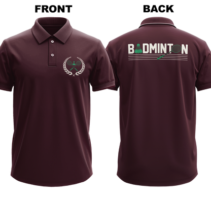 Drifit Polo Shirt: Vintage Badminton (Front & Back)