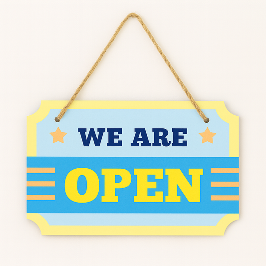 Door Sign: Open Blue