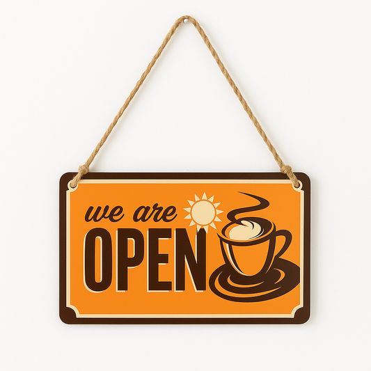 Door Sign: Open Orange