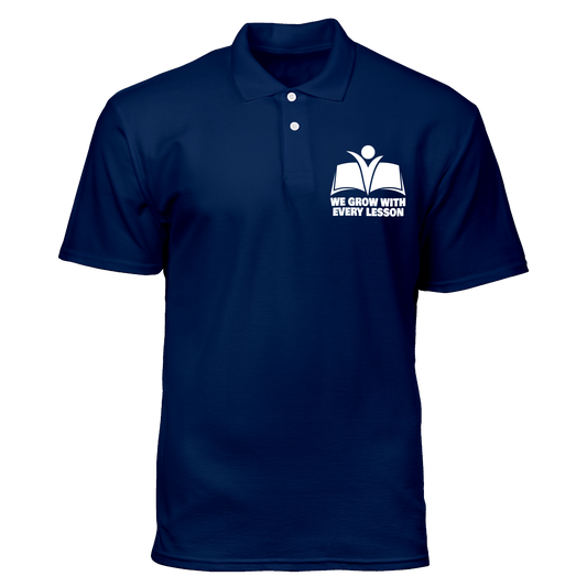 Cotton Polo Shirt: We Grow with Every Lesson Pocket