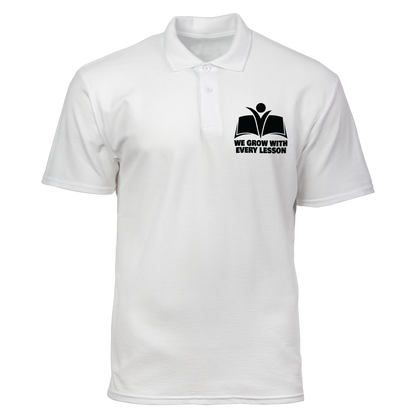 Cotton Polo Shirt: We Grow with Every Lesson Pocket