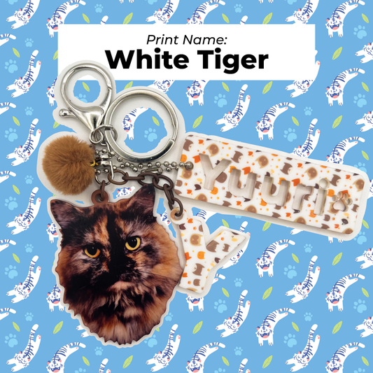 Acrylic Pet Bag Charm: Cat Pompom Set