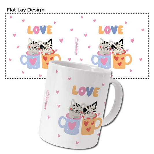 11oz Ceramic Mug: Cat in the cup love