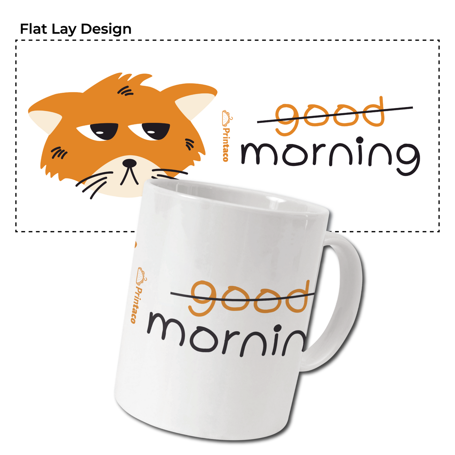 11oz Ceramic Mug: Cat morning mood