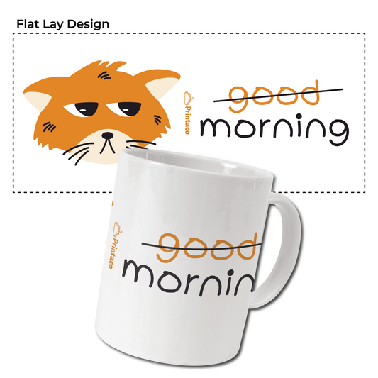 11oz Ceramic Mug: Cat morning mood