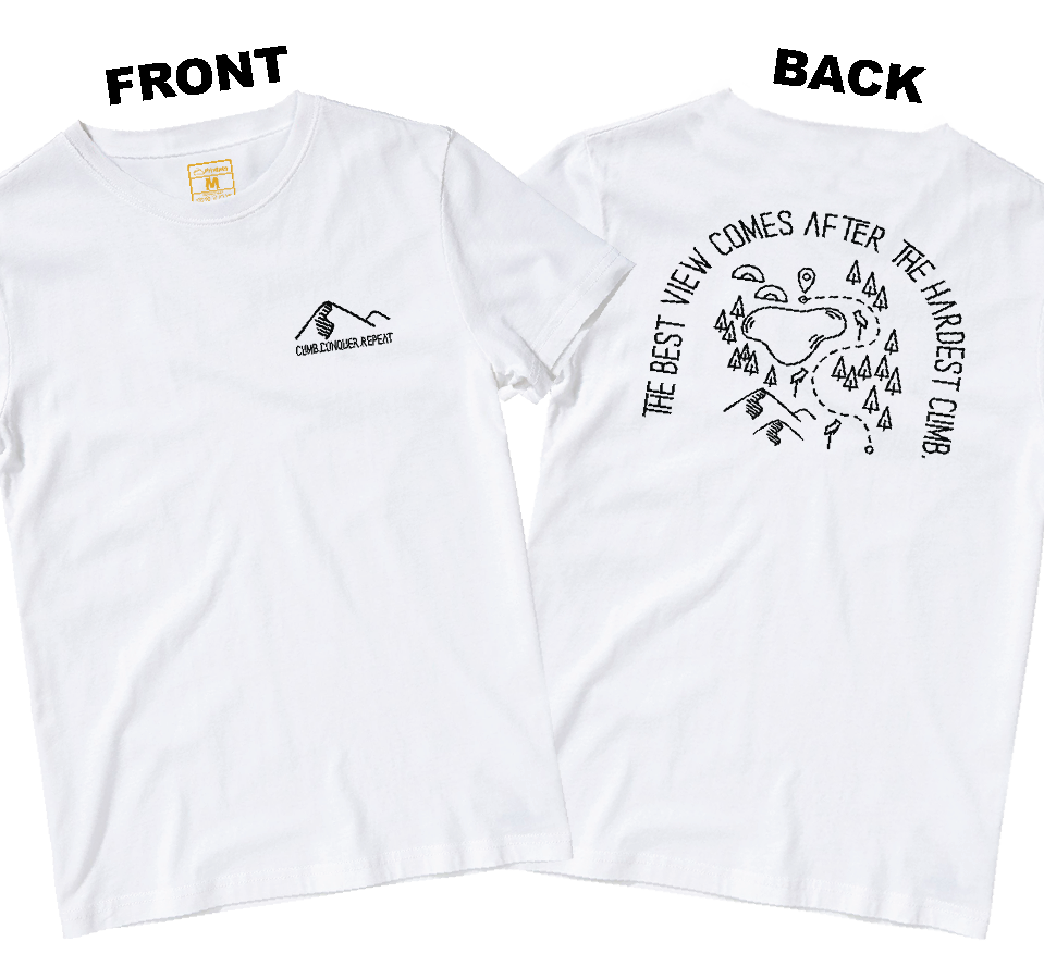 Drifit Shirt: Climb Conquer Repeat (Front and Back)
