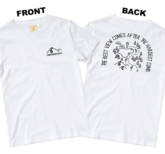 Drifit Shirt: Climb Conquer Repeat (Front and Back)