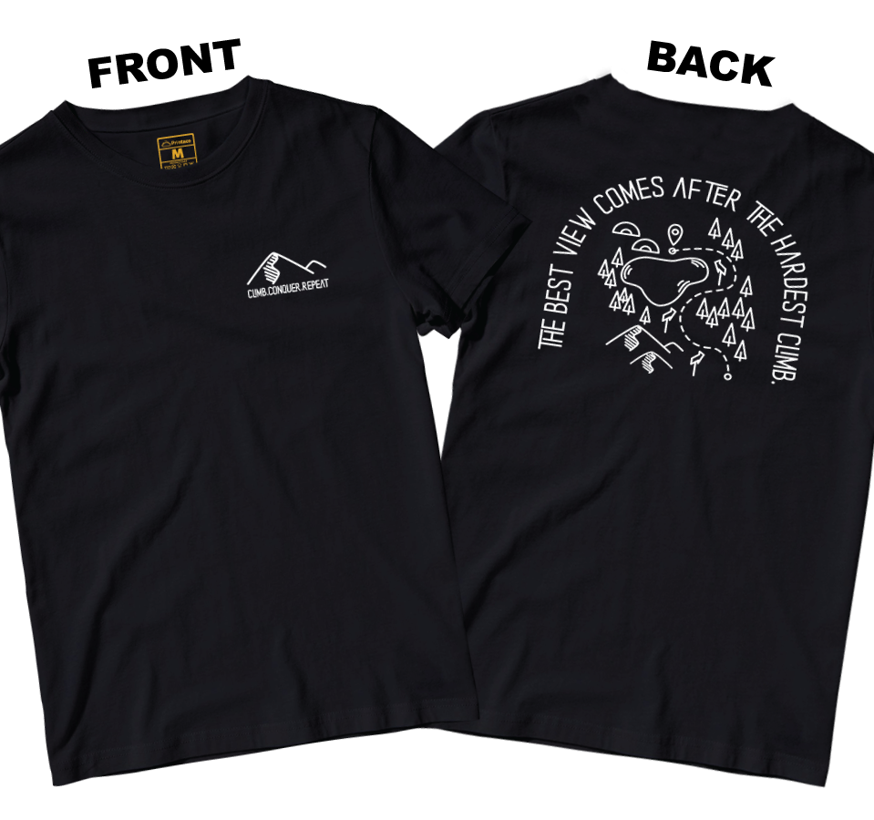 Drifit Shirt: Climb Conquer Repeat (Front and Back)