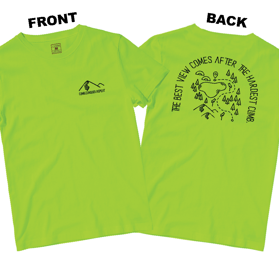Drifit Shirt: Climb Conquer Repeat (Front and Back)