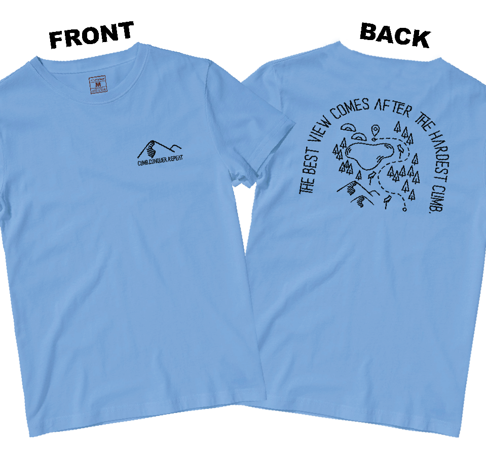 Drifit Shirt: Climb Conquer Repeat (Front and Back)