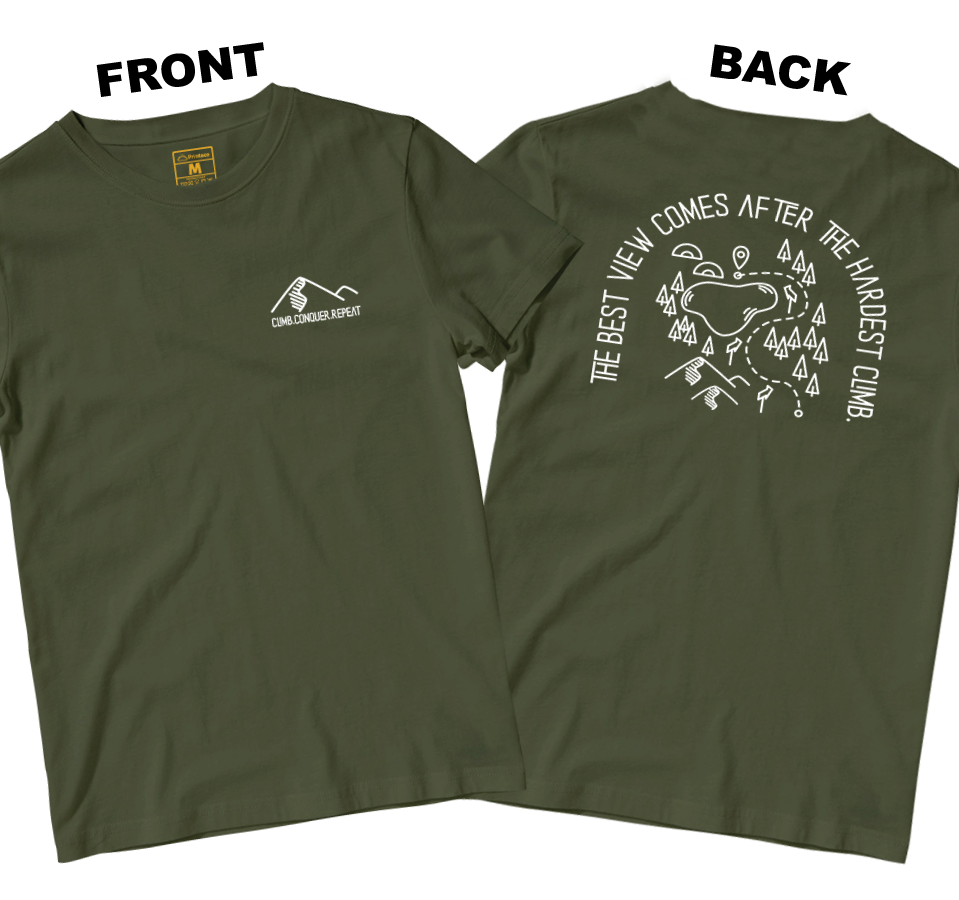 Drifit Shirt: Climb Conquer Repeat (Front and Back)