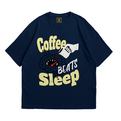 Premium Oversized Cotton Shirt: Coffee Beats Sleep