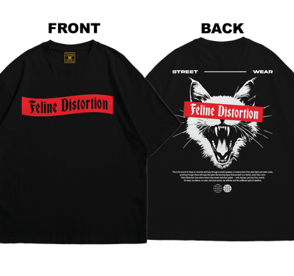 Premium Oversized Cotton Shirt: Feline Distortion (Front and Back)