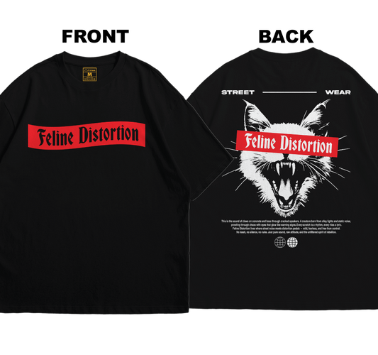 Premium Oversized Cotton Shirt: Feline Distortion (Front and Back)