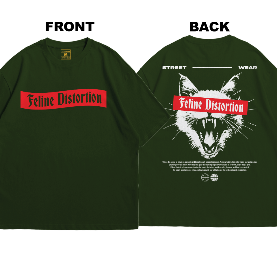 Premium Oversized Cotton Shirt: Feline Distortion (Front and Back)