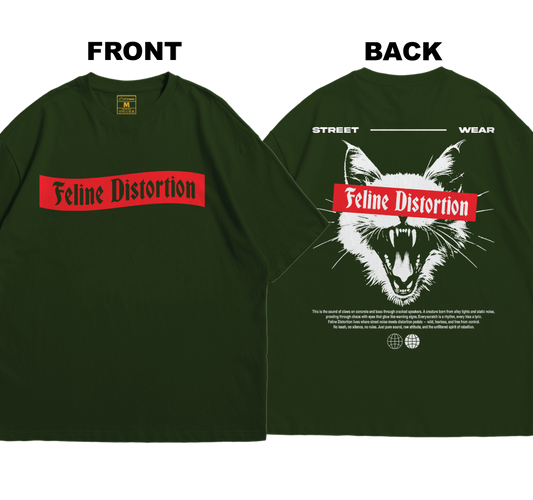 Premium Oversized Cotton Shirt: Feline Distortion (Front and Back)