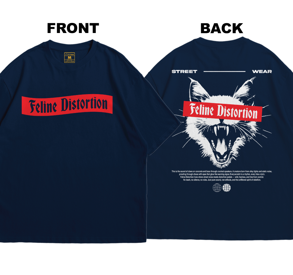 Premium Oversized Cotton Shirt: Feline Distortion (Front and Back)