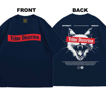 Premium Oversized Cotton Shirt: Feline Distortion (Front and Back)