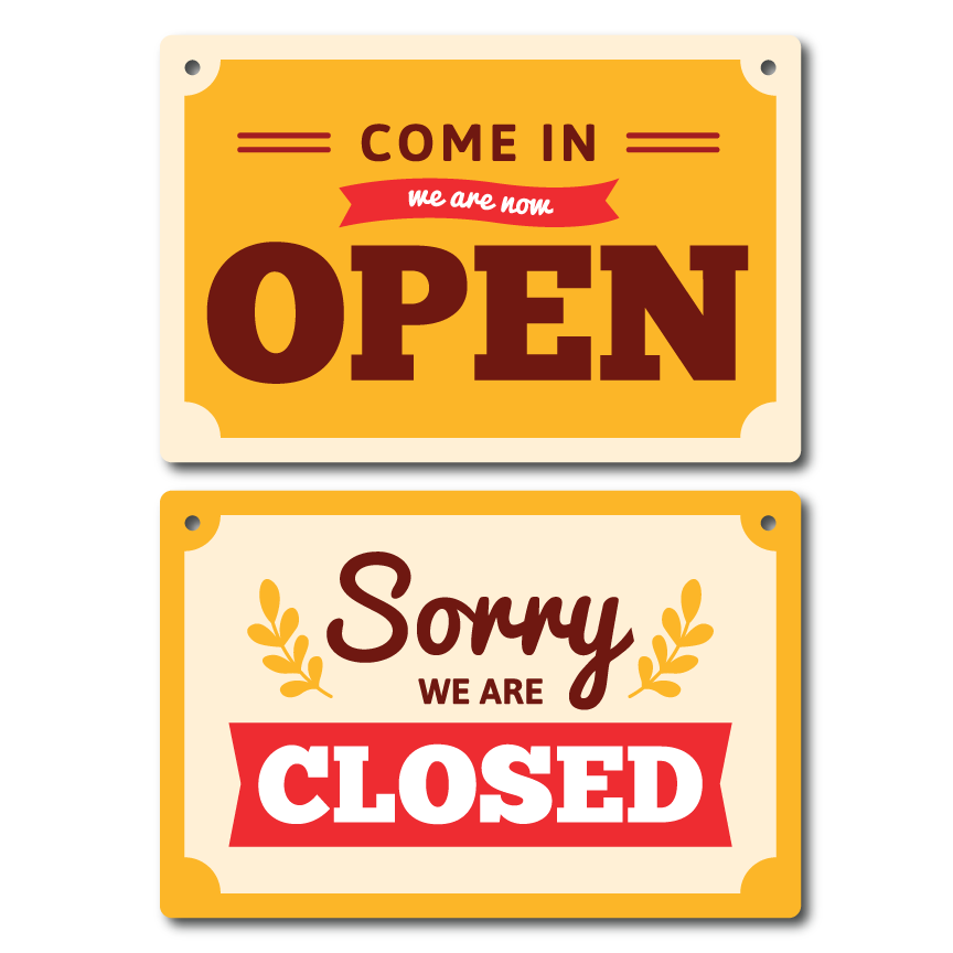 Door Sign: Open Yellow