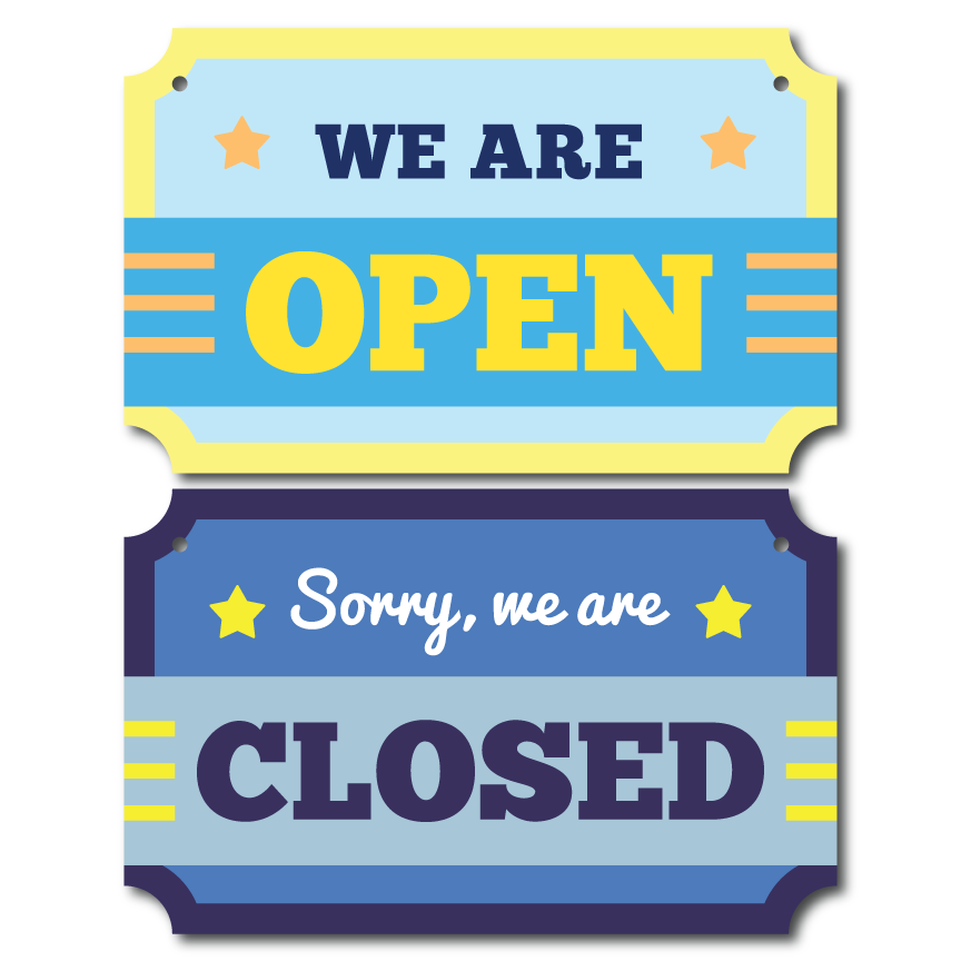 Door Sign: Open Blue