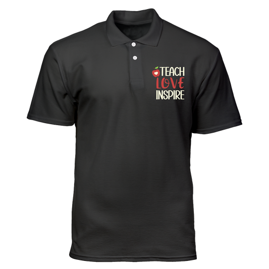 Cotton Polo Shirt: Teach Love Inspire Pocket