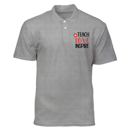 Cotton Polo Shirt: Teach Love Inspire Pocket