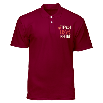 Cotton Polo Shirt: Teach Love Inspire Pocket