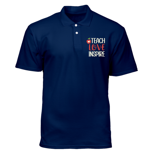 Cotton Polo Shirt: Teach Love Inspire Pocket